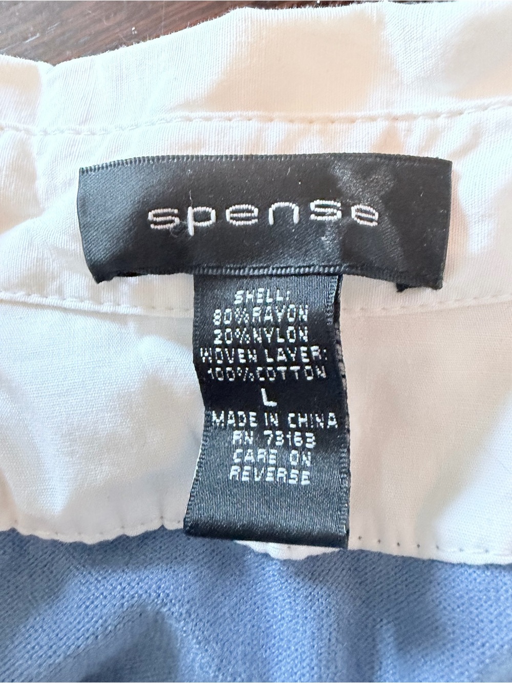 Spense Blue V-Neck Short Sleeve Polo-Style Top with White Collar - Picture 3 of 7